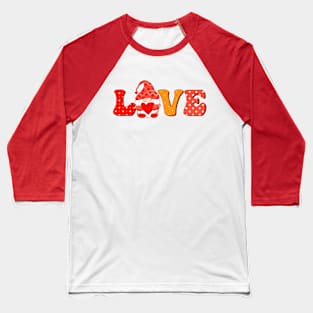 Vintage Valentine Gnome in the word Love Baseball T-Shirt